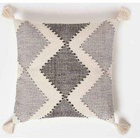 Homescapes Malmo Handwoven Textured Grey & Black Cushion | Size: 45 cm x 45 cm