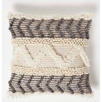 Homescapes Lindi Handwoven Tufted Cream Kilim Cushion | Size: 45 cm x 45 cm