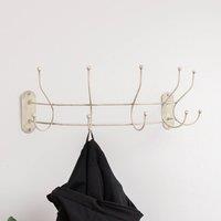 Melody Maison Antique Ivory Curved Coat Hanger Rail With 5 Storage Hooks - 60cm