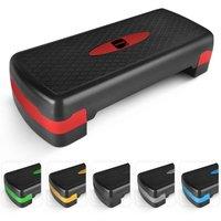 Kayman Exercise Steps with Adjustable 2 Step Level Heights (10, 15 cm) - Red in Black