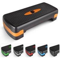 Kayman Exercise Steps, Adjustable 2 Step Level Heights (10, 15 cm) - Orange in Black