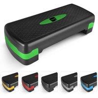 Kayman Exercise Steps with Adjustable 2 Step Level Heights (10, 15 cm) - Green in Black