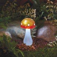 Marco Paul 28cm Red Resin Mushroom Solar Powered Garden Ornament in Yellow