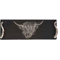 Selbrae House Slate Serving Tray - Small - Highland Cow in Dark Grey | Size: 1 Pack