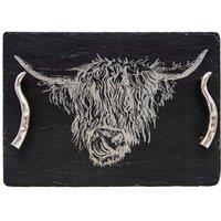 Selbrae House Slate Serving Tray - Medium - Highland Cow in Dark Grey | Size: 1 Pack