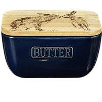 Selbrae House Blue Butter Dish - Kissing Hare in Dark Blue | Size: 140 cm x 90 cm
