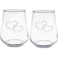 Selbrae House 2 Stemless Glasses - Love Hearts in Clear