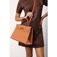 Where's That From Women's 'Atoll' Structured Faux Leather Top Handle Bag in Tan