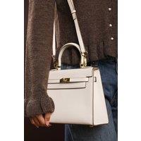 Where's That From Women's 'Lluvia' Top Handle Satchel Mini Tote Bag with Turn-Lock Closure in Cream