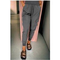 Everyday The Label Women's Medium Grey Elastic High Waist Pocketed Cargo Jogger Pants in Mid Grey | Size: 18