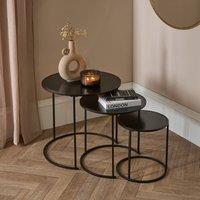 OHS Manhattan Nest of 3 Round Side Coffee Table Engineered Wood in Black