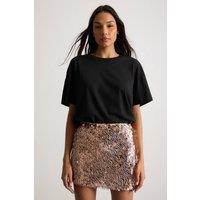 Warehouse Women's Multi Sequin Mini Skirt in Rose Gold | Size: 10