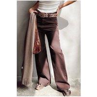 Everyday The Label Women's Coffee Loose Straight High Waist Solid Color Jeans in Dark Brown | Size: 6