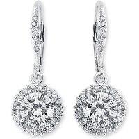 Jewelco London Women's Rhodium Plated Silver CZ Cluster Drop Earrings 7mm 11mm