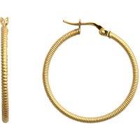 Jewelco London Women's 9ct Gold Ribbed Coiled Twist 1.5mm Hoop Earrings 28mm