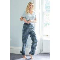 British Boxers Women's "Jura" Tartan Brushed Cotton Pyjama Trousers in Dark Green | Size: Medium