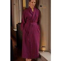 British Boxers Women's 'Cahors' Herringbone Brushed Cotton Dressing Gown in Burgundy | Size: 2XL
