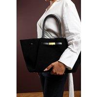 Where's That From Women's 'Dove' Suede Handheld Tote Bag in Black