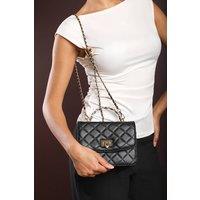 Where's That From Women's 'Meadow' Quilted Top Handle Bag with Twist Lock in Black