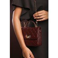 Where's That From Women's 'Meadow' Quilted Top Handle Bag with Twist Lock in Dark Brown
