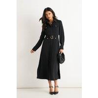 Gini London Women's Black Luxe Gold Button Utility Shirt Dress | Size: 12