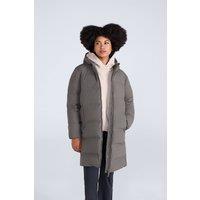Animal Women's 'Cosi Cloud' Water Resistant Mid Length Warm Hooded Down Filled Coat in Khaki | Size: 6