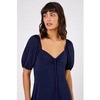 Roman Women's Ruched Jersey Tie Detail Midi Dress in Navy | Size: 10