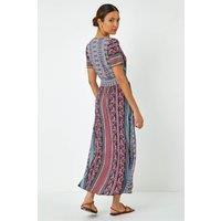 Roman Women's Floral Print Fit & Flare Maxi Dress in Purple | Size: 18