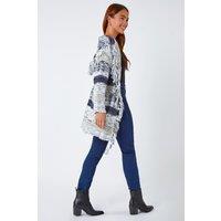 Roman Women's Petite Fringed Hooded Cardigan in Navy | Size: 16