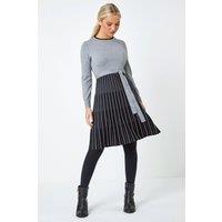 Roman Women's Petite Knitted Fit & Flare Dress in Grey | Size: 18