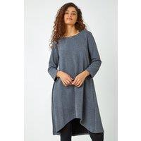 Roman Women's Ribbed Asymmetric Stretch Dress in Dark Grey | Size: 10