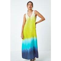 Roman Women's Sleeveless Ombre Midi Dress in Turquoise | Size: 10