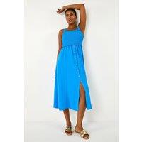Roman Women's Shirred Button Detail Midi Dress in Light Blue | Size: 20