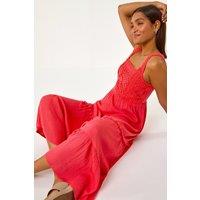 Roman Women's Crochet Detail Cotton Blend Maxi Dress in Red | Size: 18
