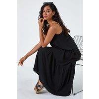 Dusk Women's Strappy Tiered Maxi Dress in Black | Size: 10