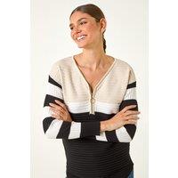Roman Women's Colour Block Zip Knit Jumper in Black | Size: 14