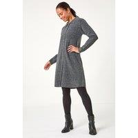 Roman Women's Petite Collared Knit Shift Dress in Grey | Size: 16