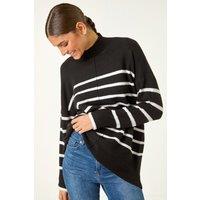 Roman Women's Relaxed Stripe Soft Knit Jumper in Black | Size: 14