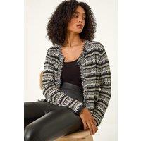 Roman Women's Linear Textured Cardigan in Black | Size: 20