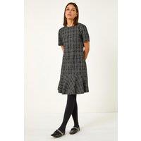 Roman Women's Textured Frill Hem Stretch Dress in Black | Size: 16