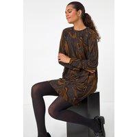 Roman Women's Textured Swirl Pattern Stretch Cocoon Dress in Tan | Size: 16