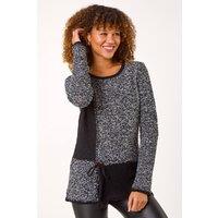 Roman Women's Textured Button Detail Knit Jumper in Charcoal | Size: 18