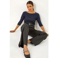 Roman Women's Sparkly Ribbed Batwing Knit Jumper in Midnight | Size: 16