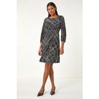 Roman Women's Abstract Linear Stretch Dress in Chocolate | Size: 18