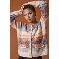 Roman Women's Fluffy Ombre Knit Cardigan in Mid Blue | Size: 16