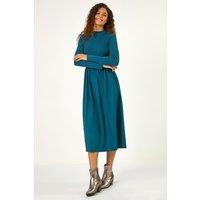 Roman Women's Cotton Stretch Jersey Mix Midi Dress in Dark Green | Size: 18
