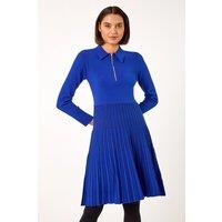 Roman Women's Zip Detail Knitted Dress in Royal | Size: 18