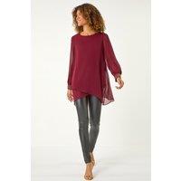 Roman Women's Embellished Detail Layered Top in Wine | Size: 12