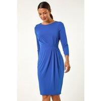 Roman Women's Stretch Side Ruched Midi Dress in Royal | Size: 18