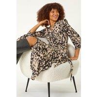 Roman Women's Abstract Midi Shirt Dress in Stone | Size: 20